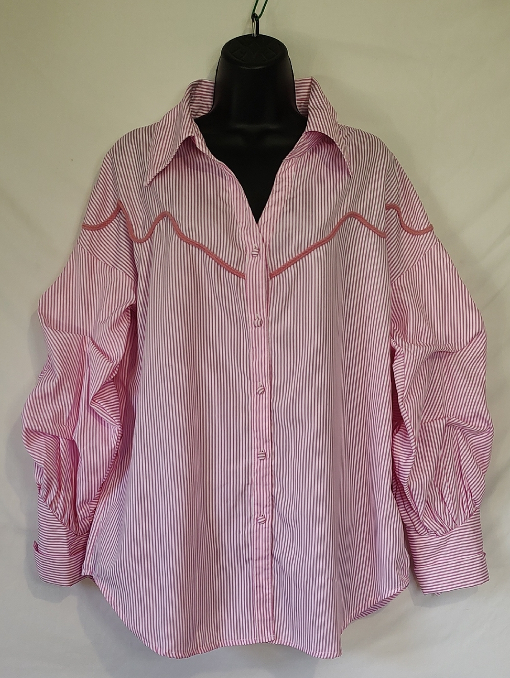 Tea n Cup Pink Striped Button-Down Shirt with Piping Detail